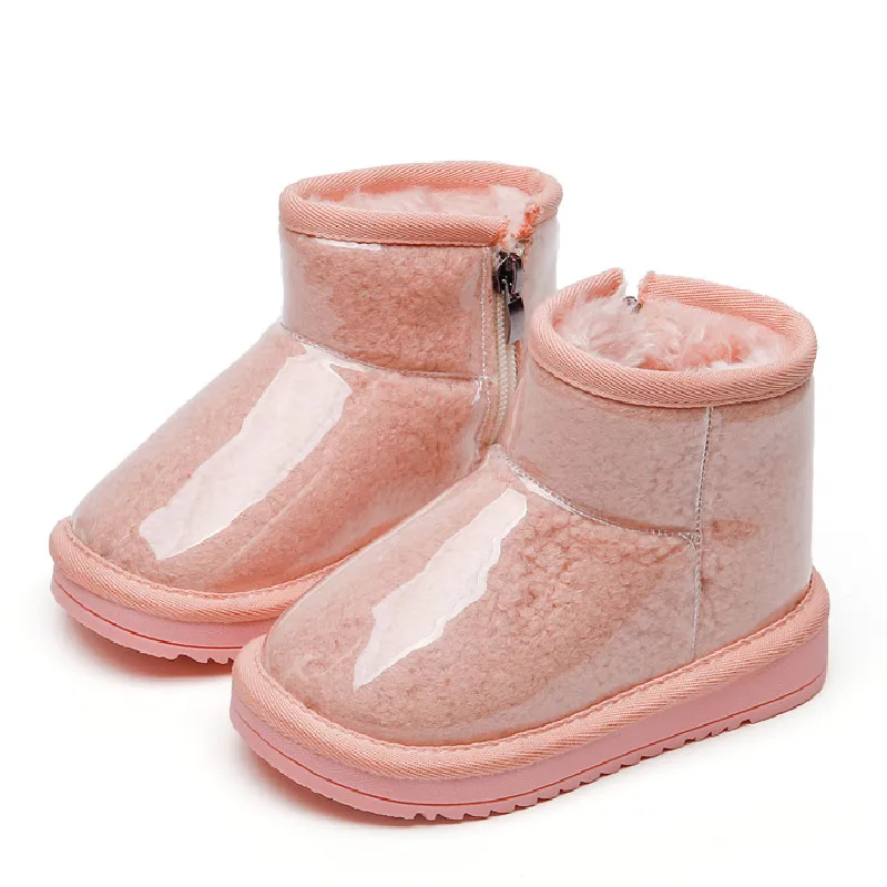 

Children Girls Winter Snow Boots Baby Toddler Shoe Kids Ankle Boots Of Girl Plush Pu Shoe Windproof Winter Rainbow Sneaker
