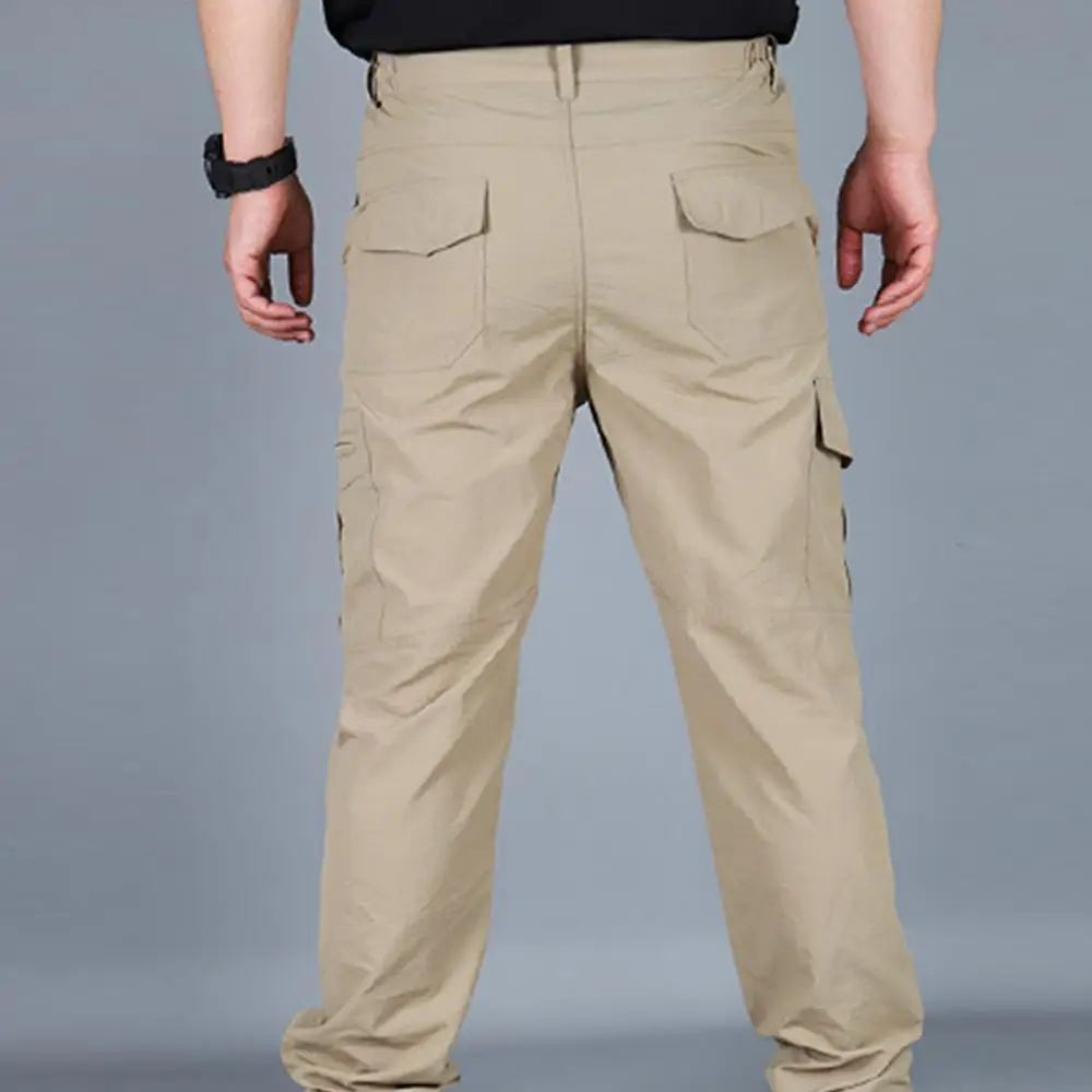

Breathable Solid Color Quick Drying Pockets Men Joggers Pants Cargo Trousers