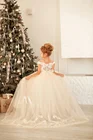 Цветочное платье принцессы для маленьких девочек, детское праздничное пышное свадебное платье подружки невесты, бальное платье-пачка с бантом, белые платья