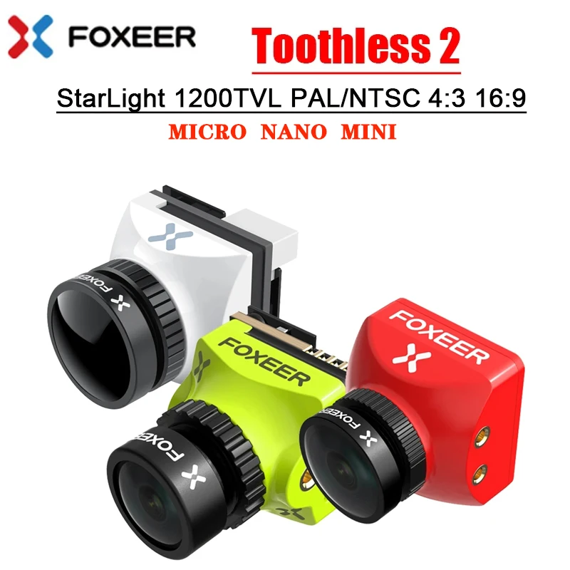 

FOXEER Toothless 2 Micro/Mini/Nano CMOS 1/2 StarLight 1200TVL FPV Camera 4:3 16:9 PAL/NTSC Natural Image for FPV RC Racing Drone