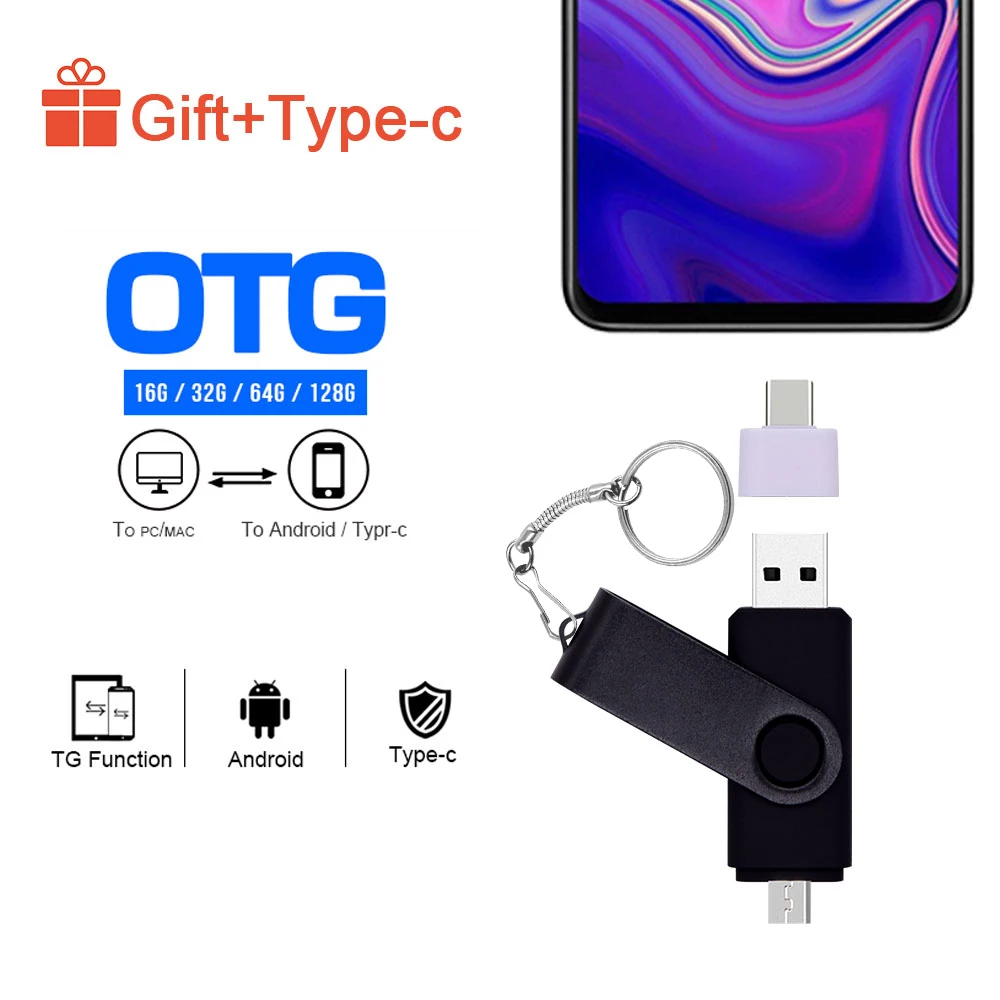 OTG USB флэш-накопитель Pendrive 128 ГБ 64 32 16 8 4 Pen stick USB2.0 флэш-накопитель Диск 3 в 1 включен.