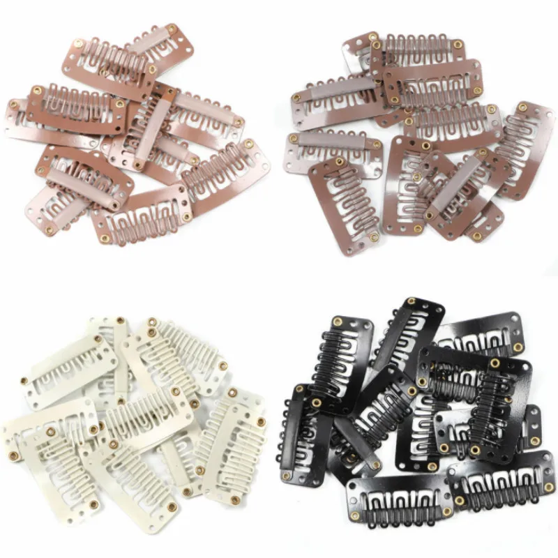 

10 Pcs/ Bag Hair Extension Clip U Shape Weave Toupee Wig 6 Teeth Snap-Comb Clips 4 Color Hat Fixing Tool Hair Styling Tools 32mm