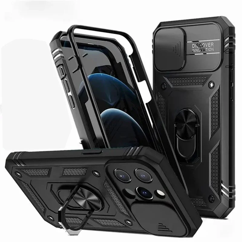 Case For iPhone 14 Pro Max 13 Pro 12 11 Pro XR X 8 7 Plus SE Heavy Duty with Camera 360 Degree Rotate Kickstand Shockproof Cover