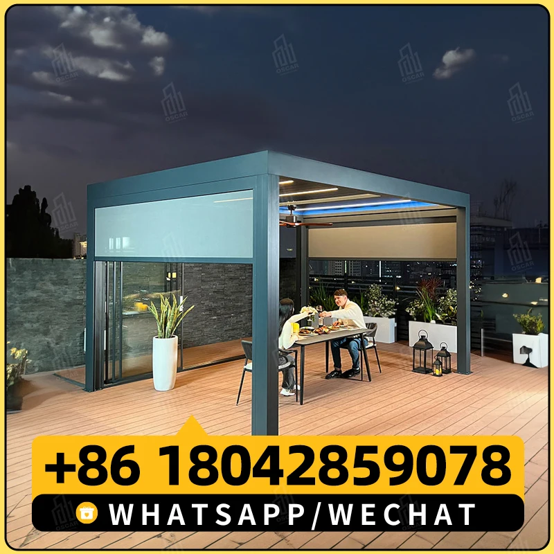 Простая установка уличная выдвижная беседка моторизованная солнцезащитный