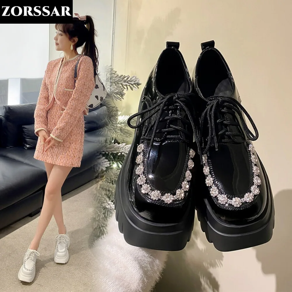 

2024 New in Platform Chunky Heel Pumps for Women Lace Up Office Casual Shoes Punk Gothic Style Cosplay Spring Loafers Shoes