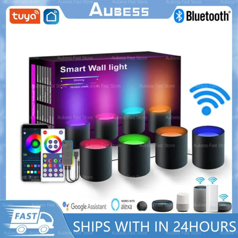 

Умный светильник AUBESS Tuya RGBIC, лампа с регулируемой яркостью, для гостиной, домашний декор