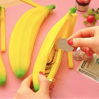 creative portable pencil case silicone banana pouch coin key wallet storage bag stationery supplies