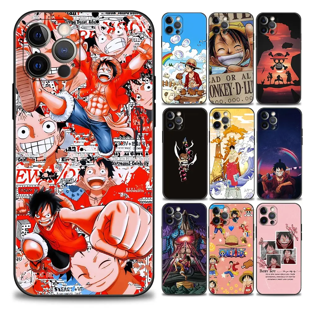 

Japan Anime One Piece Luffy Manga Phone Case for iPhone 11 12 13 Pro Max 7 8 SE XR XS Max 5 5s 6 6s Plus Black TPU Silicone Case