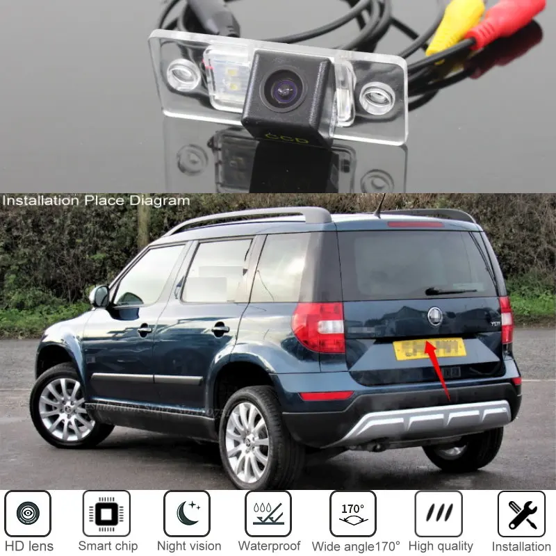 Камера заднего вида Yeshibation для Skoda Yeti Fabia 6Y 5J MG MK1 MK2 2000 ~ 2015 HD CCD камера ночного видения резервная парковочная камера (art.: 3920caff50503) - 3920caff50503
