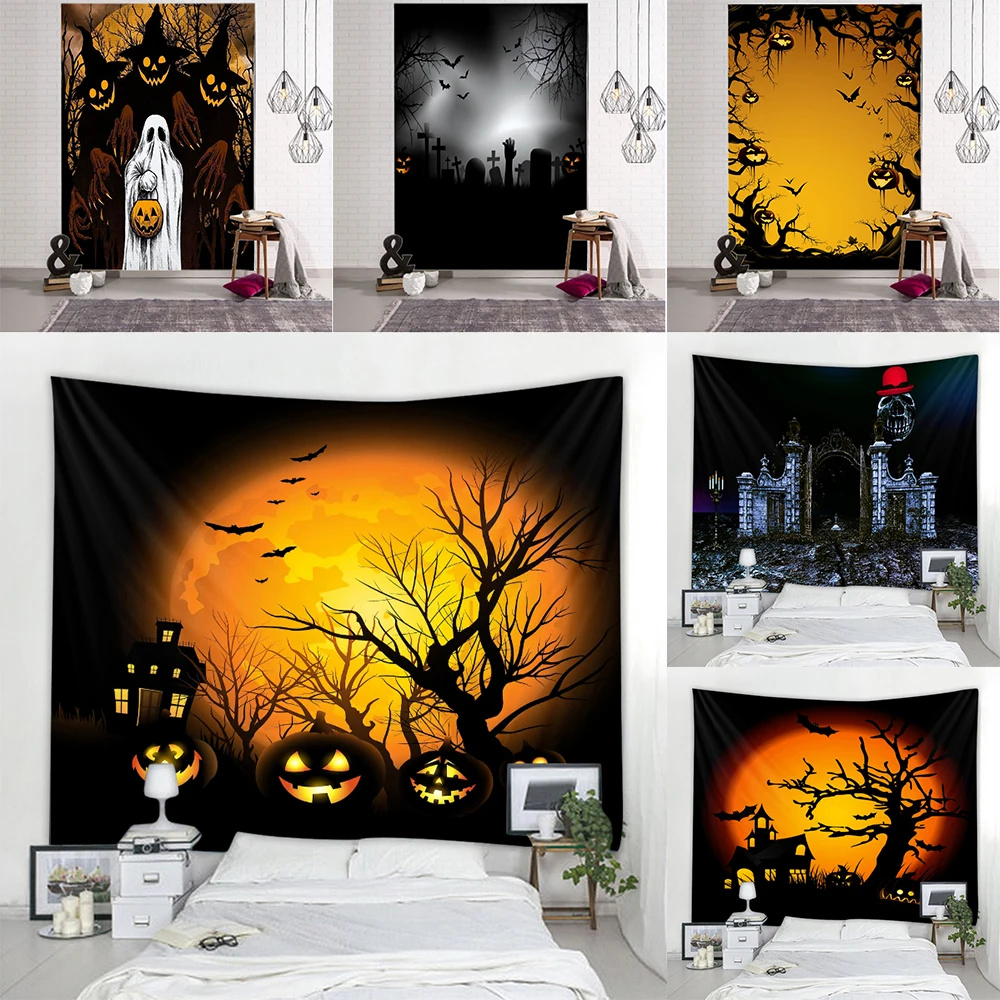 

Pumpkin Halloween Tapestry Wall Hanging Large Art Aesthetics Room Dorm Wall Decor Background Cloth Home Decor Tapestry