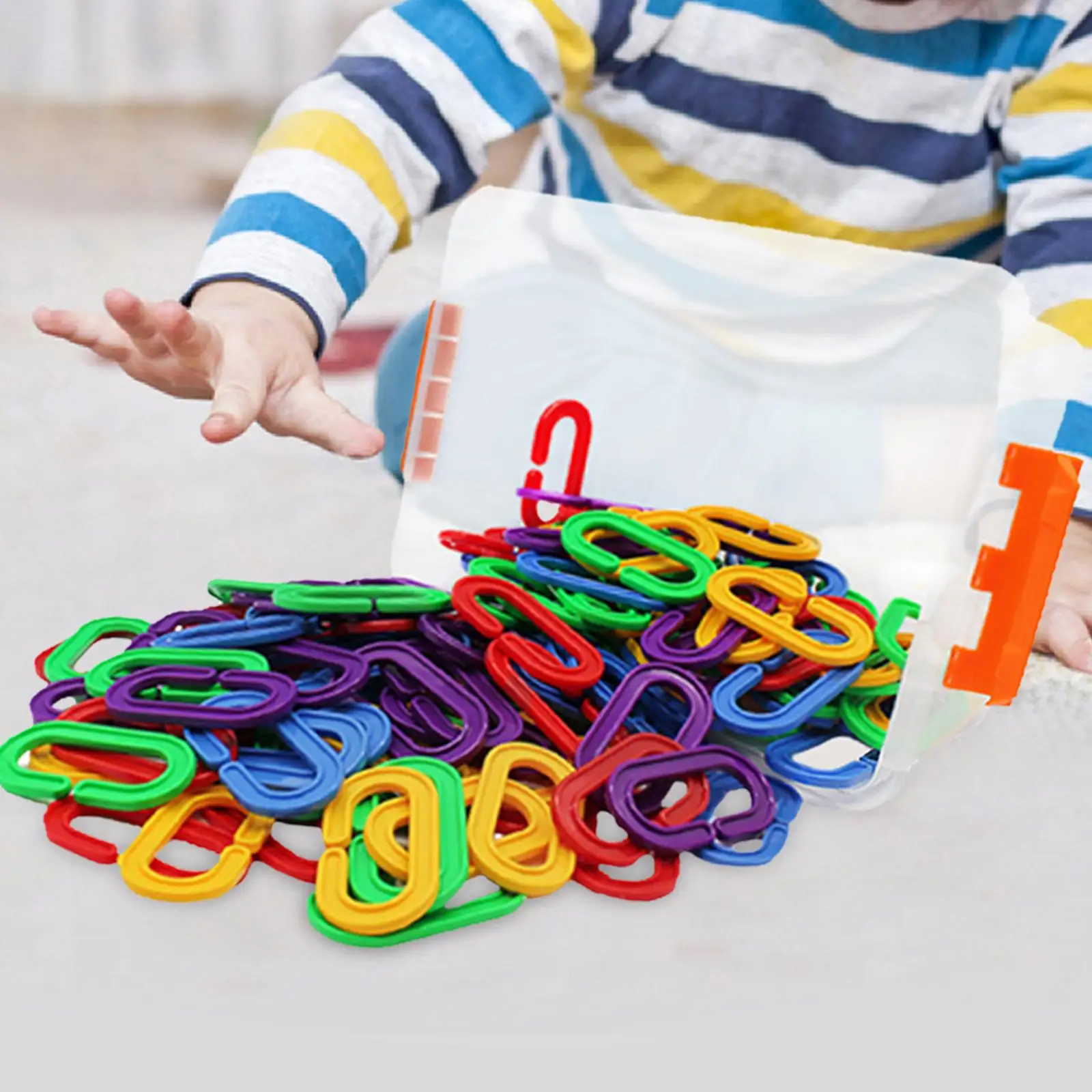 

150x Colorful Links Learning Toys Interchangeable Color Recognition Parrot Bird Toy Cage Rainbow C Links for Playroom Preschool