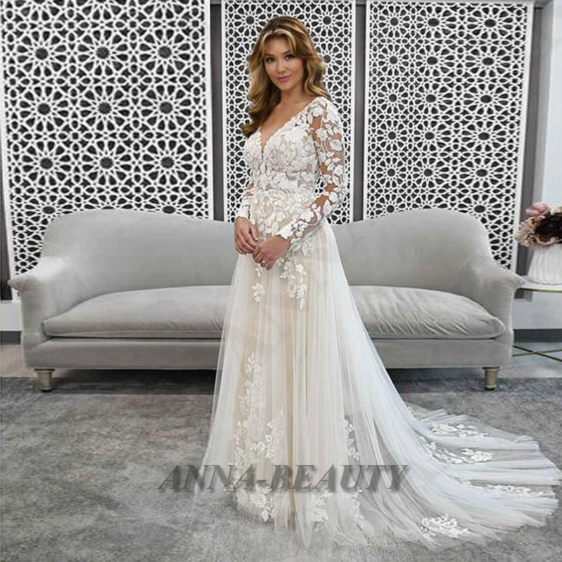 Женское платье с длинным рукавом и V-образным вырезом | Свадьбы торжества