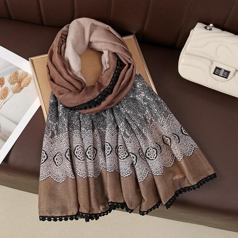 Женский длинный шарф с блестящим шелковым градиентом 180x90 см