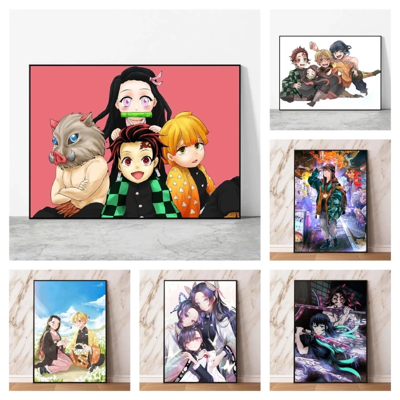 

Canvas Prints Anime Demon Slayer Tanjirou Nezuko Hd Picture Suitable for Children Room Halloween Decoration Gift