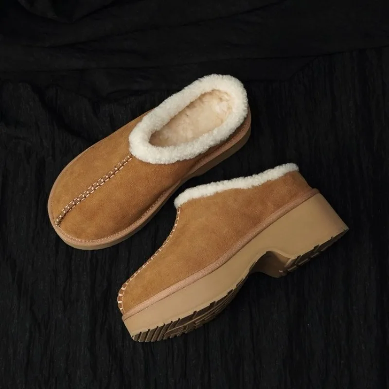 2024 зимние новые модные женские хлопковые тапочки Baotou с круглой головкой и