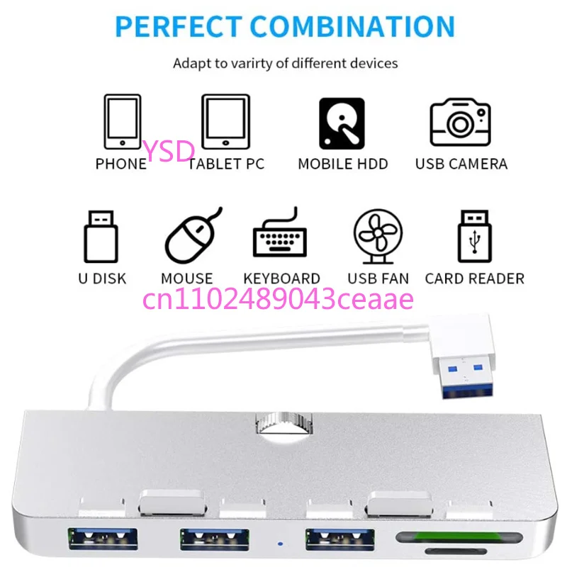 Фото USB-хаб из алюминиевого сплава с 3 портами USB 3.0, совместимый с iMac 21.5 и 27-дюймовыми тонкими моноблочными настольными ПК №2