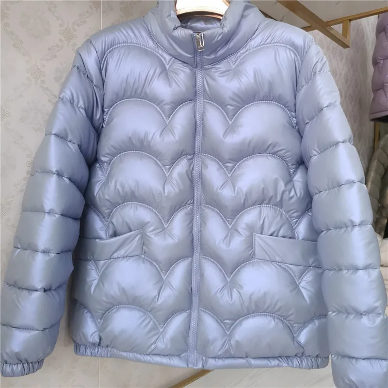 Fdfklak 2XL-6XL Middle Aged Mother Light Down Cotton Jackets New Stand Collar Warm Parkas Women Short Female Coat Pockets