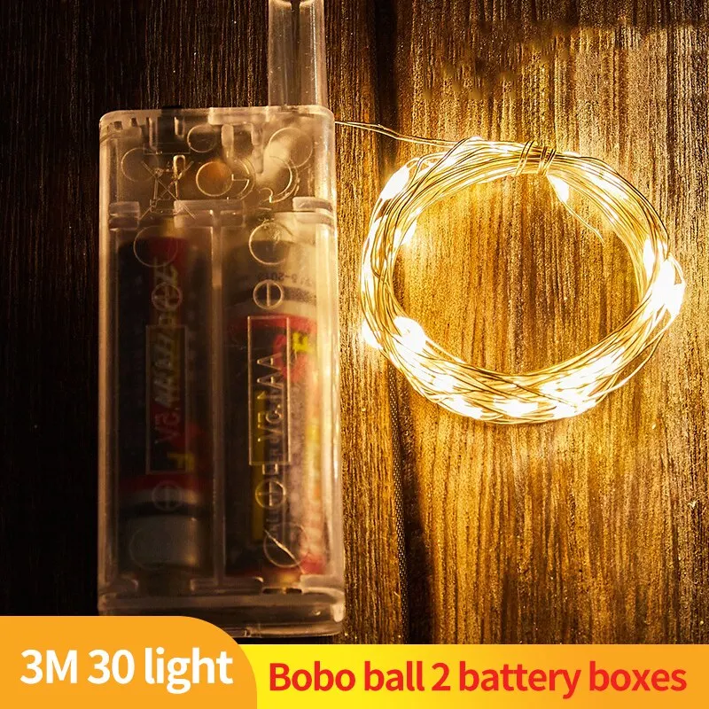 

Bobble Ball 2 Коробка для батарей 30 светодиодов медная проволока светильник String Рождественское украшение Подарочная коробка букет праздничный к...