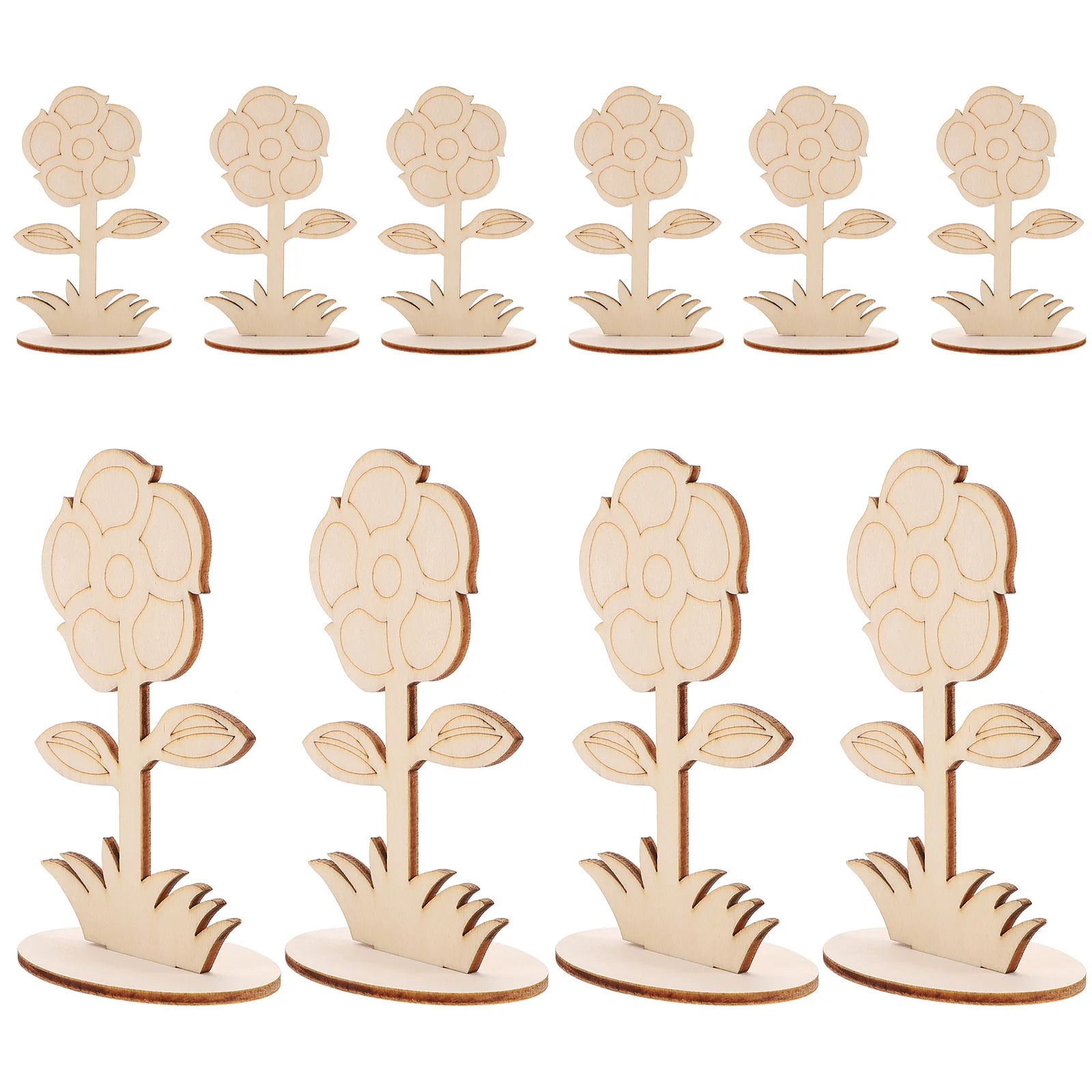 

12 Pcs Kids Crafts Flower Cutouts Wooden Flowers Puzzle Unfinished Ornaments Blank Child