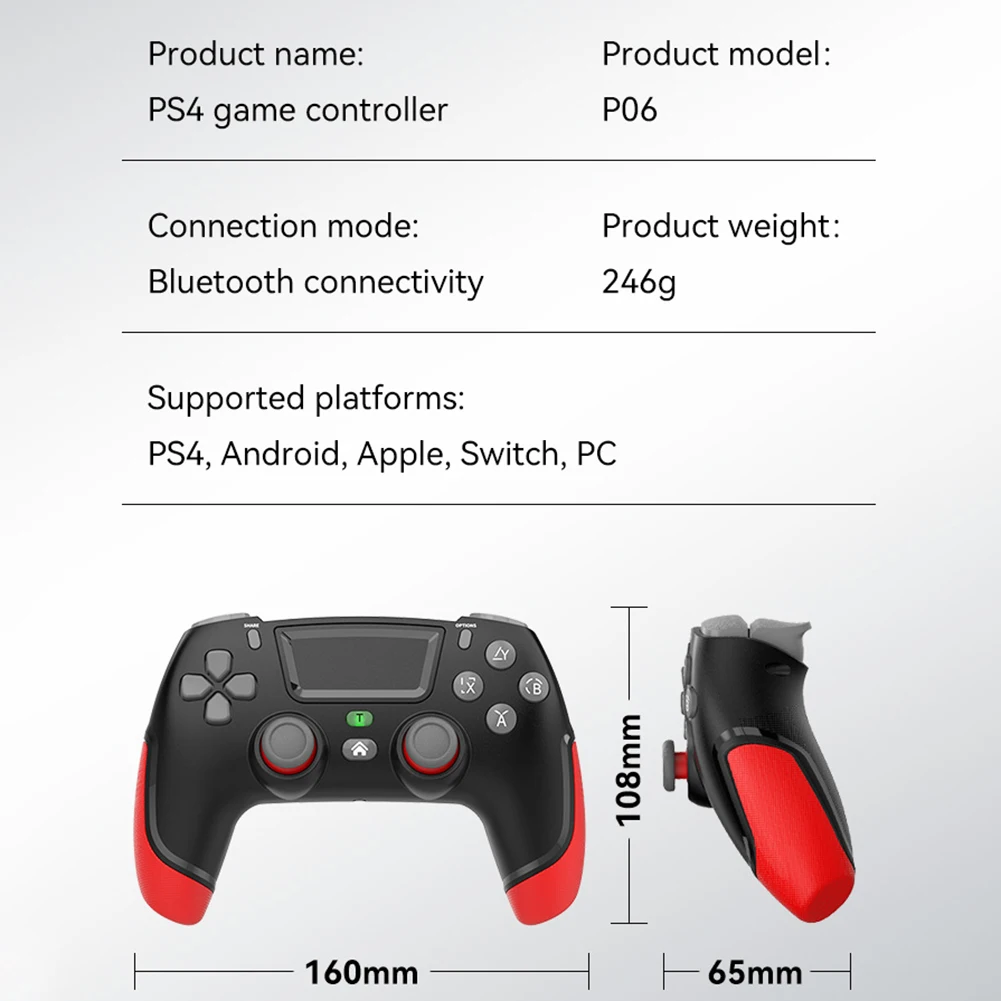 TYPE-C Wireless Controller for PS4 NS Switch Bluetooth-5.0 6-Axis Game Controller For Nintendo Switch PC PS4 Joystick Gamepad images - 6