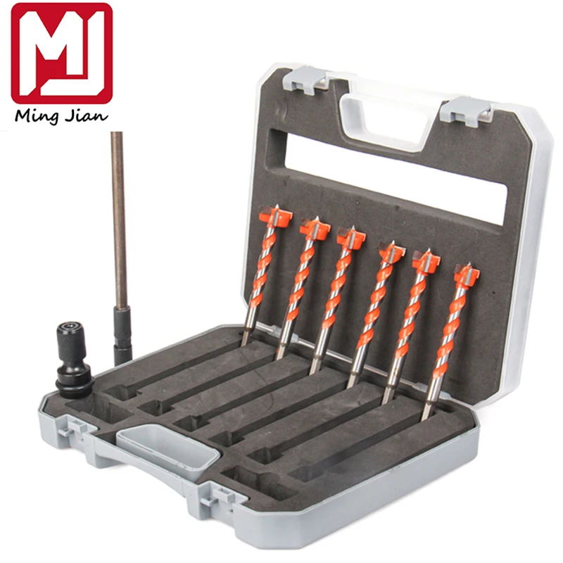 

16/18/19/20/22/25mm 9Pcs/Set Hex Shank Woodworking Twist Drill With Extension Rod High Carbon Steel Hole Saw Bit Wood