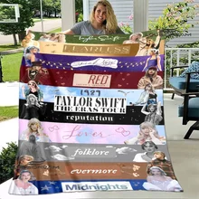 Singer Taylor-Swift pattern printed blanket Flange warm blanket bed linings Home travel blanket Picnic blanket birthday gift