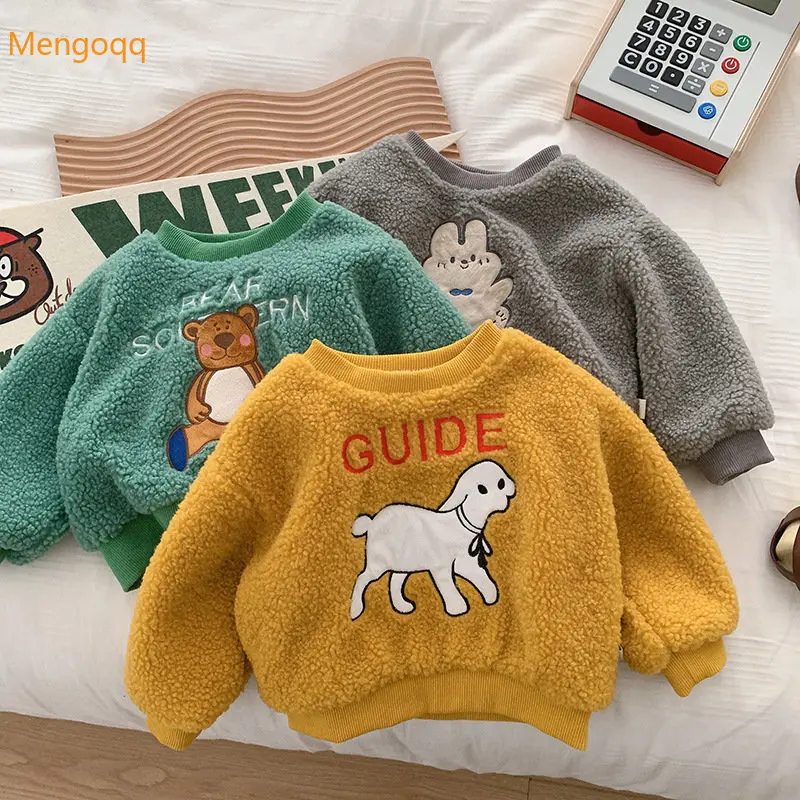 

Зимние Утепленные толстовки Mengoqq с мультяшными животными, 5 цветов, топ, теплая одежда для детей, детей, девочек, мальчиков, верхняя одежда, па...