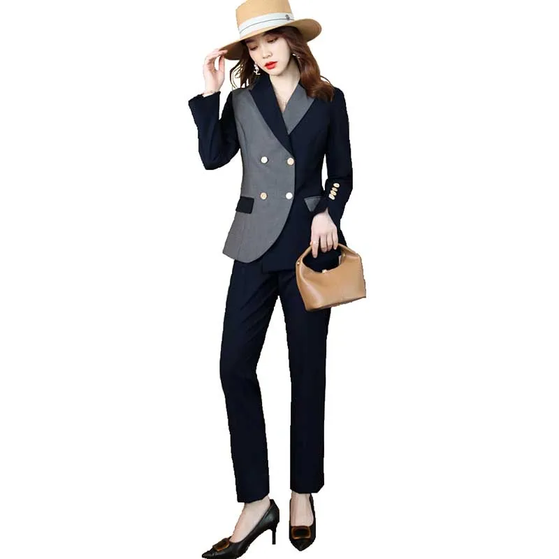 

Women Suits New 2022 High End Fashion Temperament Formal Long Sleeve Slim Blazer And Pants Office Ladies Winter Work Wear