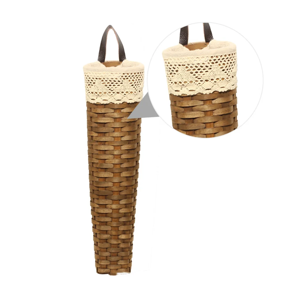 

Wall Basket Hanging Flower Storage Rustic Vase Planter Planters Woven Organizer Mounted Pot Farmhouse Dried Bread Container