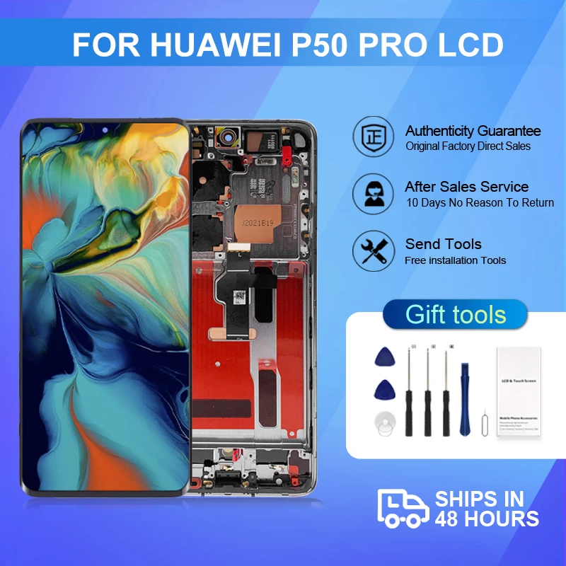 

Brand New Amoled Display For Huawei P50 Pro Lcd Touch Panel Screen Digitizer JAD-AL50 JAD-LX9 Assembly Free Ship With Tools