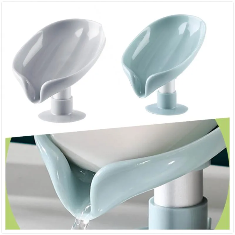

Bathroom Soap Dish Leaf Shape Drain Soap Shower Soap Holder Box Sponge Storage Tray Water-free Storage Bathroom Rack Supplies