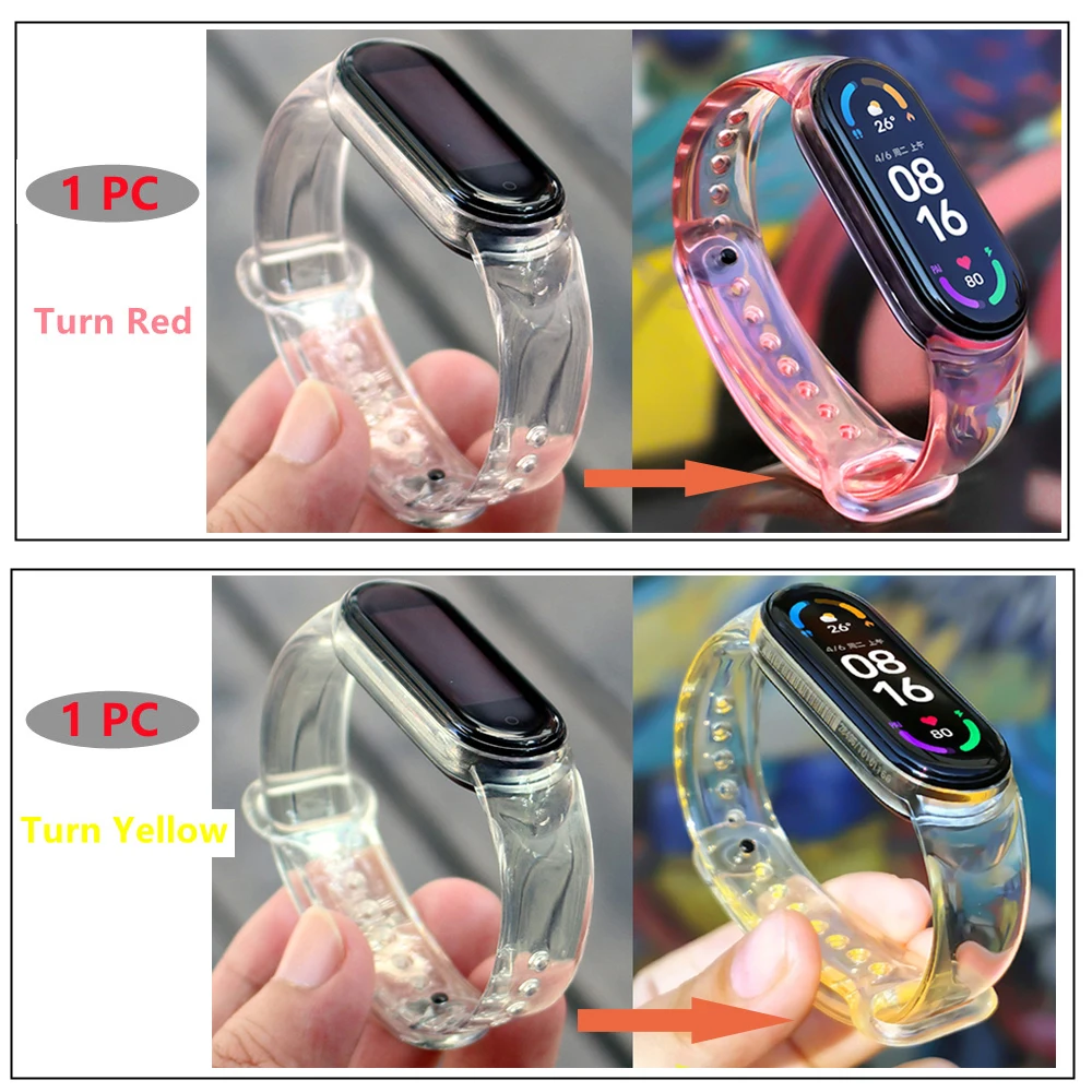 

2pc Color Change Strap For Xiaomi Mi band 5 6 Replacement Smart watchband Bracelet for Mi band 4 3 Color Change Strap Wristbands