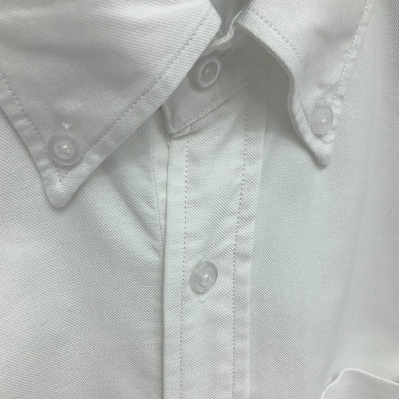 TB THOM Men's Shirt White Fashion Top Brand Striped Cuffs Slim Casual Oxford Fine Cotton Long Sleeve High Quality Women's Shirts