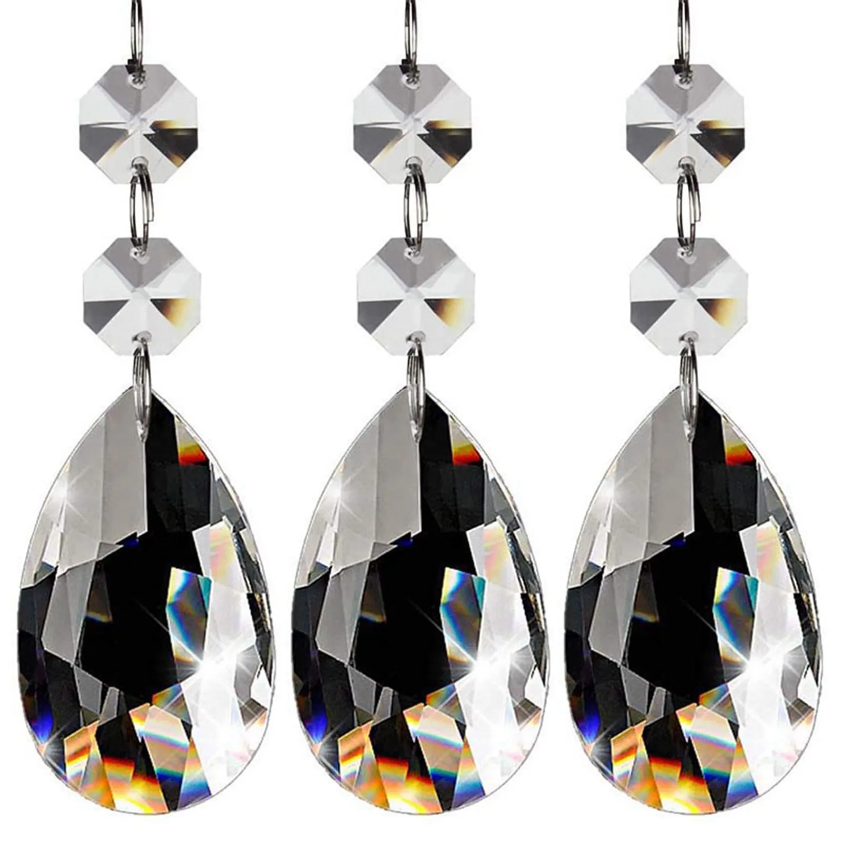 

60Pcs Chandelier Crystals Clear Teardrop Crystal Chandelier Pendants Parts Beads Hanging Crystals for Chandeliers(50mm)