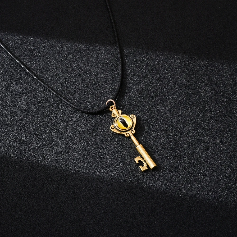 

The Owl House Key Necklace Anime Retro Antique Gold Color Eye Pendant Necklaces Cartoon Punk Jewelry for Boys Girls Fans