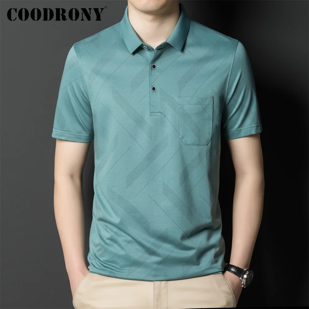 

COODRONY брендовая деловая Повседневная Мужская Уличная Модная хлопковая Футболка-поло новое поступление Летняя мужская одежда с коротким рук...