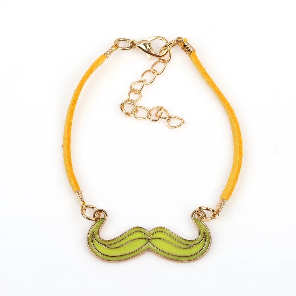 Ручная партия золотого цвета заявление браслет браслет подарок модный дизайн эмаль металл кожа усы для девочек.