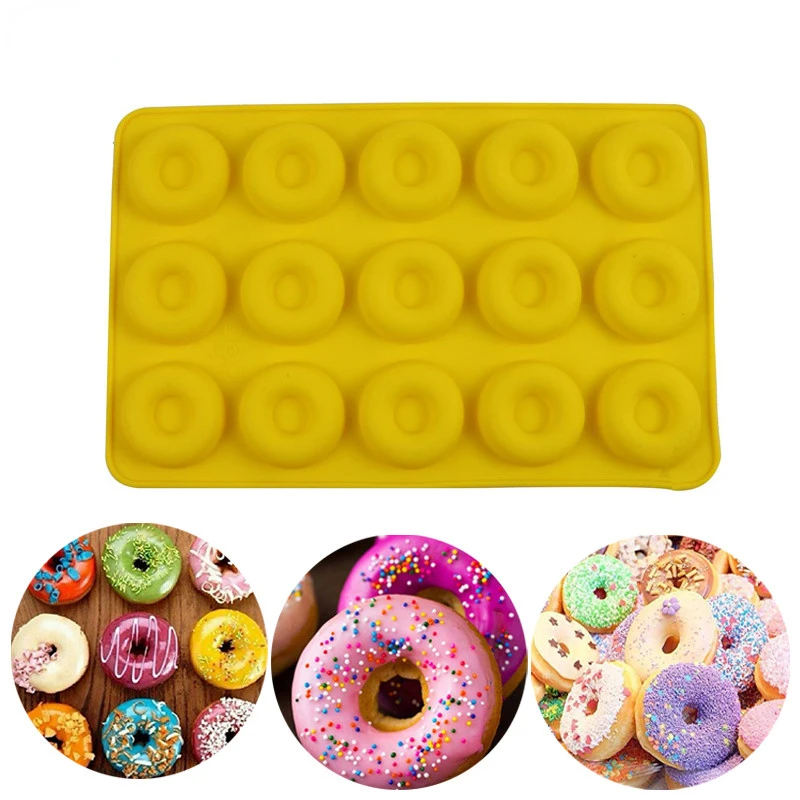 

15 Donuts Mold Mousse Cake Mould Kitchen Cream Pastry Dessert Chocolate Dessert Bread Jelly Molds Bakery Baking Moulds Tools