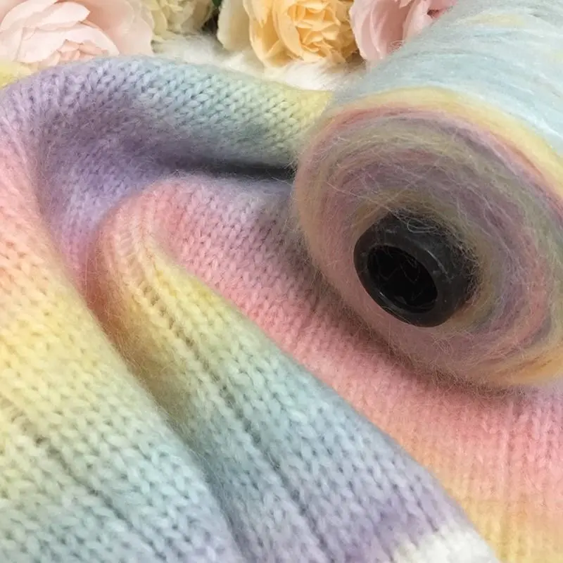 Градиентная мохеровая линия торта плетеный вручную шарф свитер куртка мягкая и