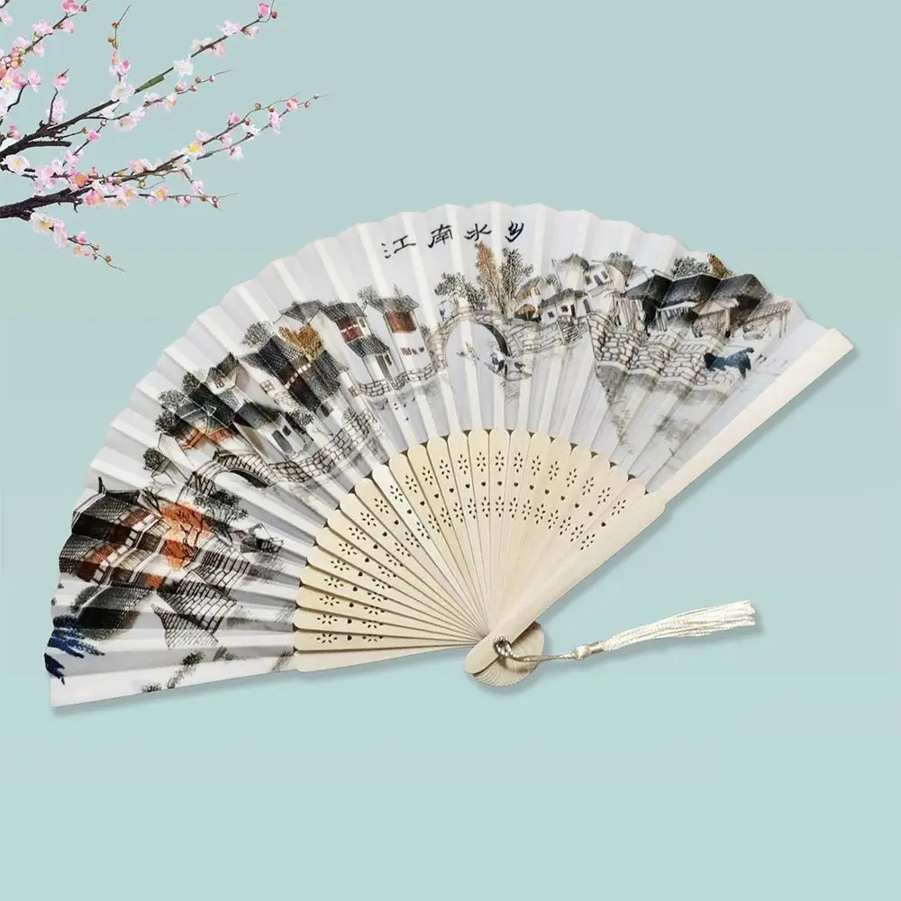 Винтажный складной веер из бамбука