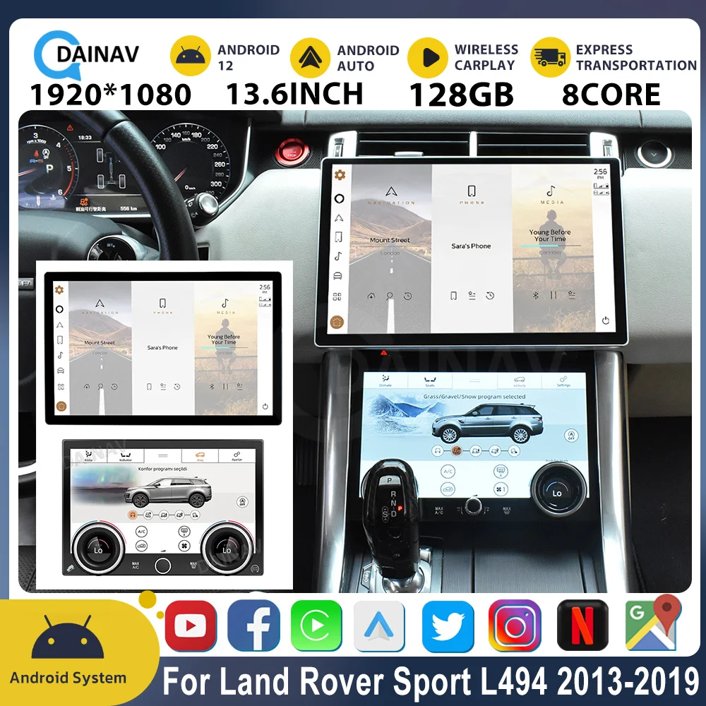 

13,6 Автомагнитола для Land Rover Range Rover Sport L494 2013-2019, обновленный Мультимедийный проигрыватель с сенсорным экраном, 8 ядер, GPS-навигация, стерео