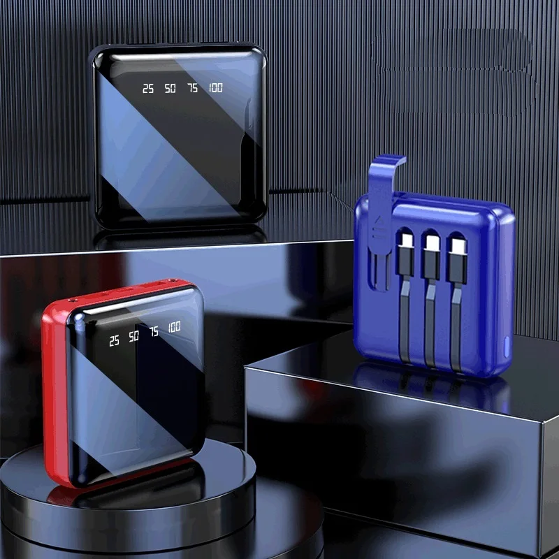 

Mini self-contained three-wire charging treasure smart, convenient digital bracket mobile power supply 10,000 mAh