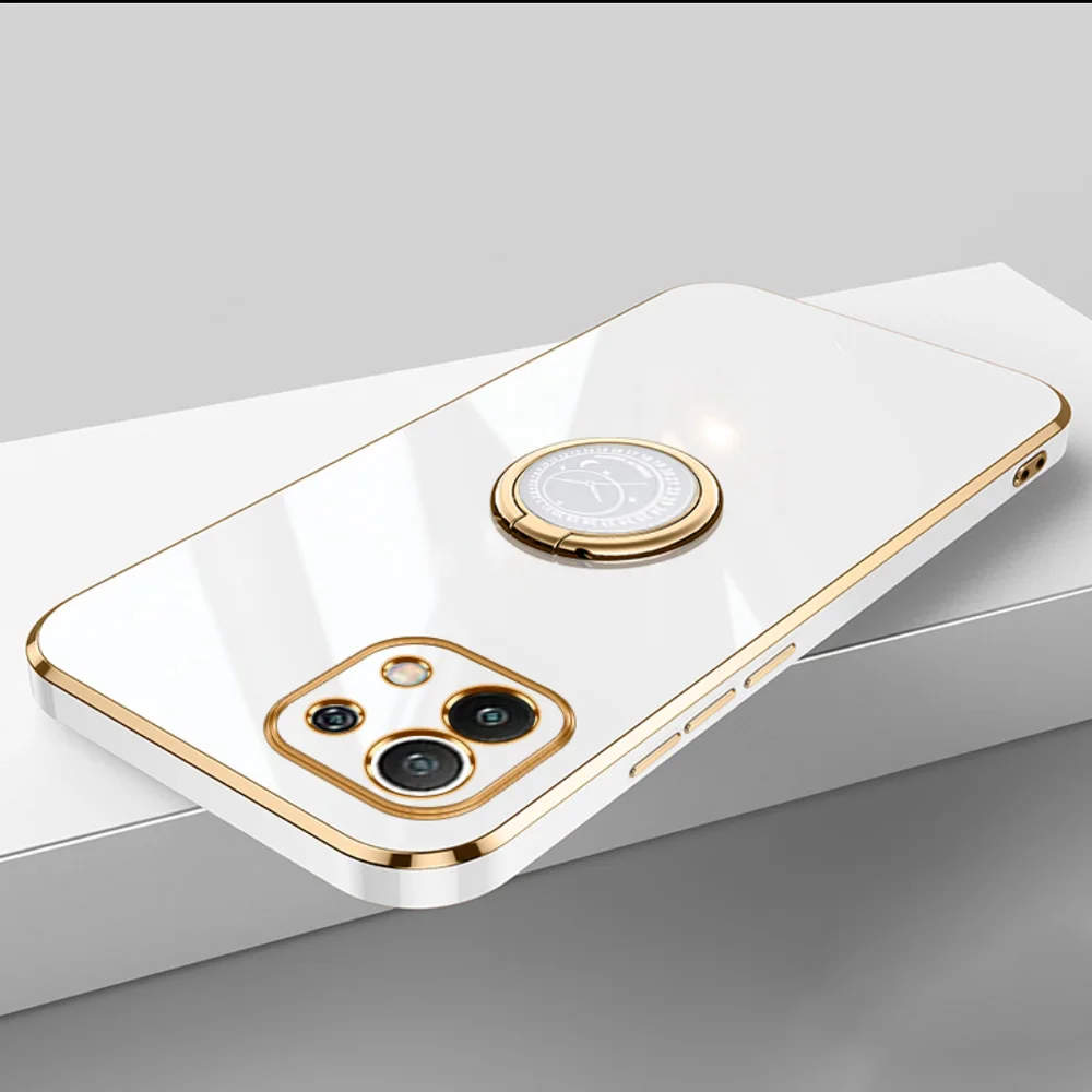 

Plating Phone Case For Xiaomi Mi 11 Lite 5g NE mi 12 lite 12t pro mi12x 11t Mi11T 10t pro Ring Holder Stand Silicone Back Cover