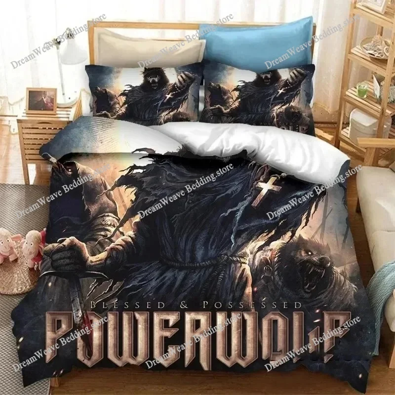 Фото Комплект постельного белья Powerwolf Band с 3D принтом, пододеяльник, пододеяльник, наволочка, одеяло, комплект постельного белья King Queen Size для мальчиков и взрослых №5