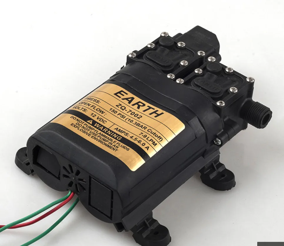

12 Volt Diaphragm Water Pump Flow Rate 7-9L/min High-pressure pump spraying shutdown