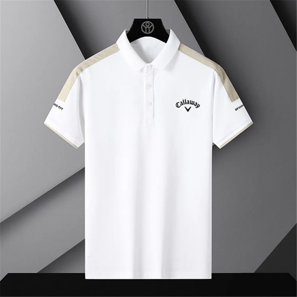 2023 New Men's Golf T-shirt Men's Golf Clothing Fashion Korean Version Slim Pin Neck Neck Half Sleeve T-shirt