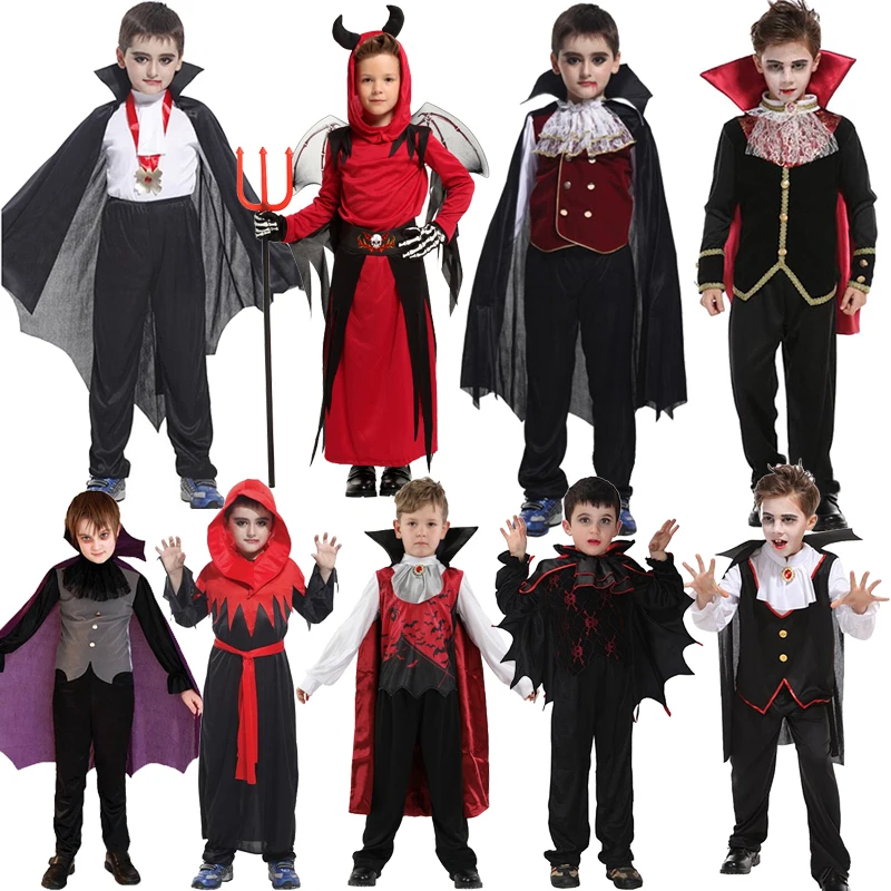 

Disney Kids Vampire Costume Count Dracula Cosplay Boys Vampiress Outfits Children Halloween Carnival Party Fantasia Dress Up