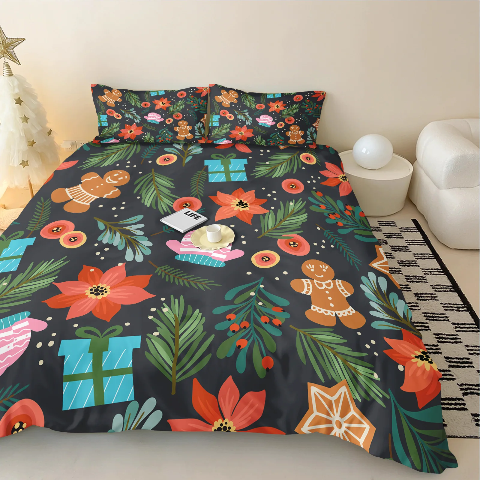 Рождественский Комплект постельного белья пододеяльник большого размера для