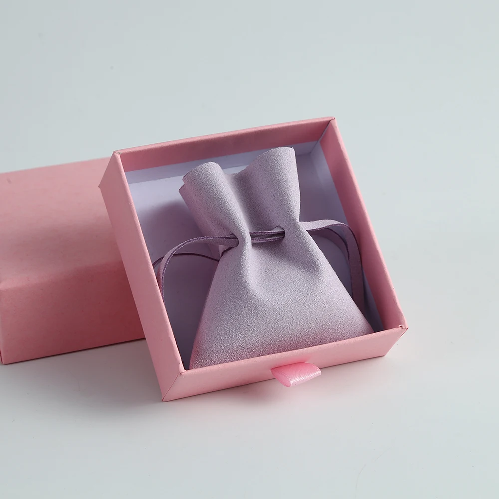 Microfiber Jewelry Drawstring Fungus Style Ring Gift Light Purple Bags for Christmas Necklace Packaging Organizer Party Gift