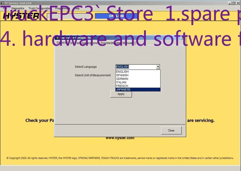 Фото TruckEPC3 Hyster & Ya-le PC Services Tool v5.10 PCST + Лицензия для нескольких ПК №1